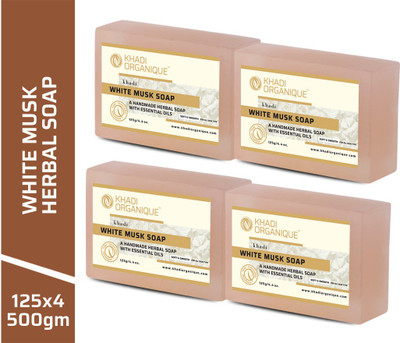 khadi ORGANIQUE Handmade Herbal White Musk Soap(4 x 125 g)