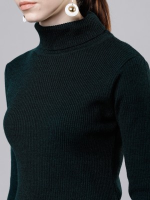 Talgo Woven High Neck Party Women Black Sweater