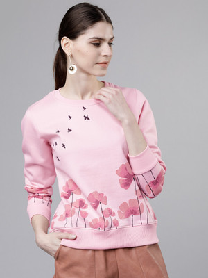 Tokyo Talkies Half Sleeve Self Design Women Sweatshirt