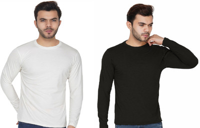 Rock Paper Scissors Solid Men Round Neck Multicolor T-Shirt