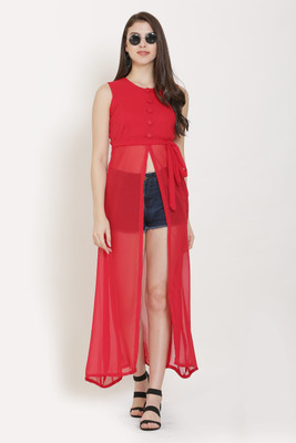 bright nex Casual Sleeveless Solid Women Red Top