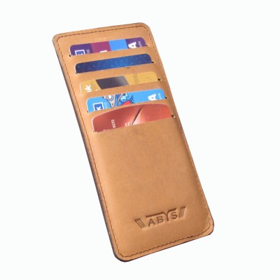 ABYS Men Tan Genuine Leather Wrist Wallet(10 Card Slots)