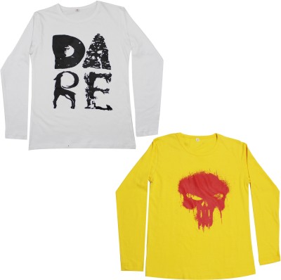 DIAZ Boys Printed Cotton Blend T Shirt(Multicolor, Pack of 2)