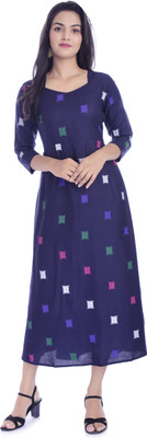 HANUMNTRA Women Printed A-line Kurta(Blue)