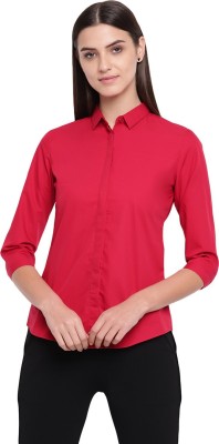 Hancock Women Solid Formal Red Shirt