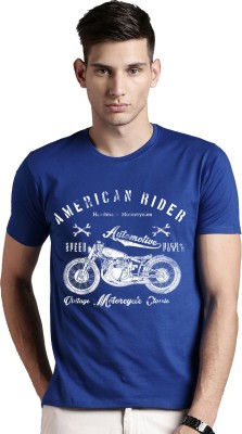 ADRO Printed Men Round Neck Blue T-Shirt