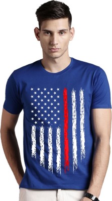 ADRO Printed Men Round Neck Blue T-Shirt