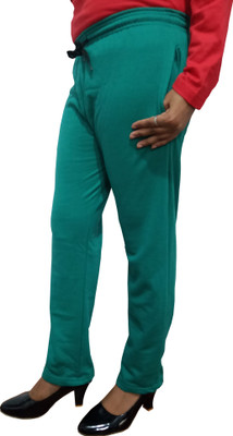 IndiWeaves Solid Women Green Track Pants