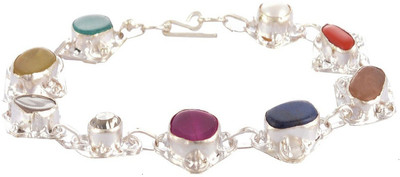 omlite Alloy Pearl, Garnet Silver Bracelet