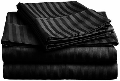 TUNDWAL'S 210 TC Polycotton Single Striped Flat Bedsheet(Pack of 1, Dark Black)