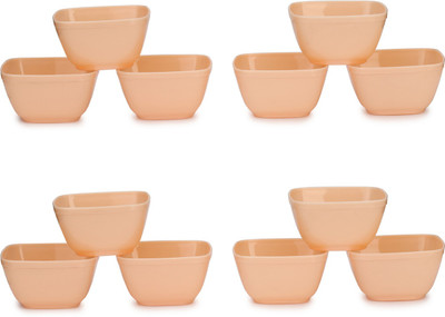 Somil Plastic Serving Bowl Stylish & Designer Colorful Table Ware Plastic Bowl Set Of 12 (Beige) BT020(Pack of 12, Beige)