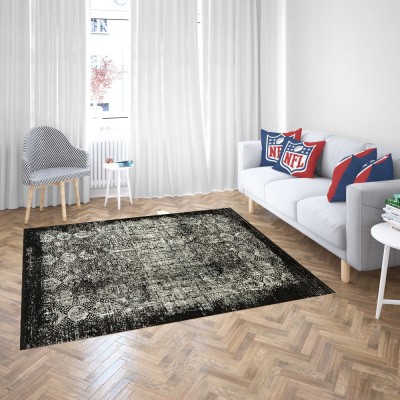 square knots Black, Grey Viscose, Acrylic Carpet(4 ft,  X 6 ft, Rectangle)