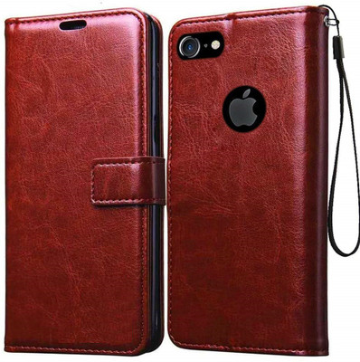 Coverage Flip Cover for Apple iPhone 7(Brown, Dual Protection, Pack of: 1)