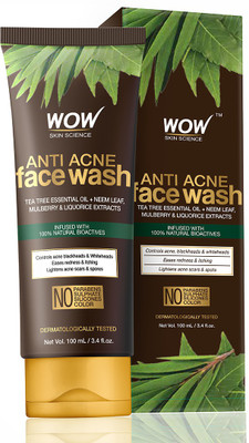 WOW SKIN SCIENCE Anti Acne - OIL Free - No Parabens, Sulphate, Silicones & Color Face Wash(100 ml)