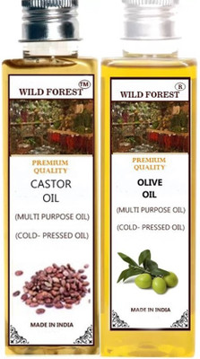 WILD FOREST CASTOR & OLIVE OIL 100 ML EACH Hair Oil(200 ml)