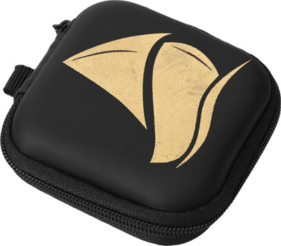 StealODeal Leather Zipper Headphone Case For Universal(Black, beige)