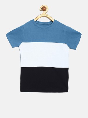 DILLINGER Boys Colorblock Pure Cotton T Shirt(Light Blue, Pack of 1)