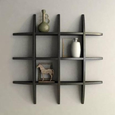 ArtfulCrafts Wooden Wall Shelf (Number of Shelves - 12, Black) Wooden Wall Shelf(Number of Shelves - 12, Black)