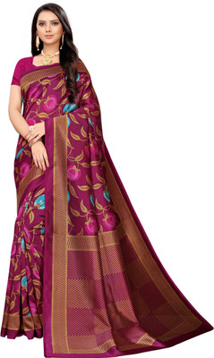 ESOMIC Printed Mysore Poly Silk Saree(Magenta)