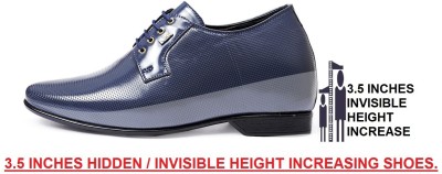 global rich Men's 3.5 Inch Hidden Height Increasing Formal Lace-ups shoes Derby For Men(Navy)