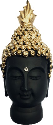 AFTERSTITCH Buddha showpiece Decorative Showpiece  -  13 cm(Polyresin, Black, Gold)