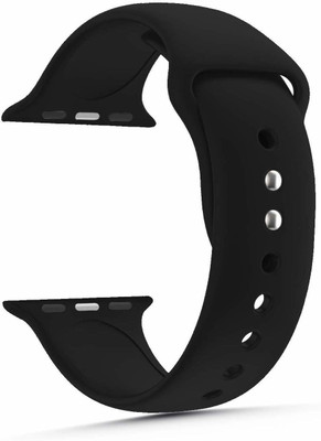 CHG Soft Silicon Watch Strap Band for iWatch 42mm / 44mm Series 5/ Series 4 with Lightweight Waterproof Durable & Flexible - Sports Edition (Black) Smart Watch Strap(Black)