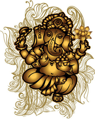 god & god's 51 cm Ganesha Gold Effect 504 Self Adhesive Sticker(Pack of 1)