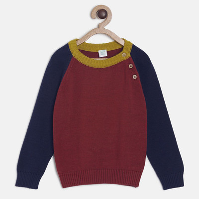 MINI KLUB Woven Round Neck Casual Baby Boys Multicolor Sweater