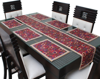 LITHARA Brown, Blue 213.36 cm Table Runner(Polyester)
