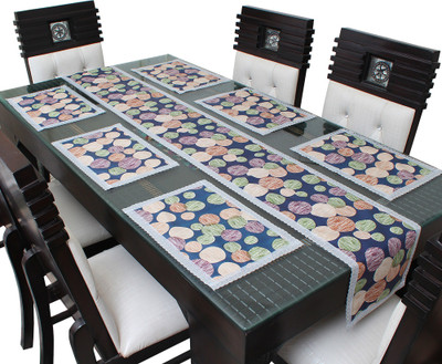 LITHARA Blue, Beige 213.36 cm Table Runner(Polyester)