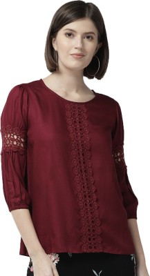 Style Quotient Casual Regular Sleeve Solid Women Maroon Top