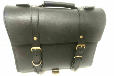 KOHLI BULLET ACCESSORIES One-side Black Genuine Leather Motorbike Saddlebag(4 L)