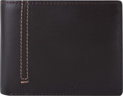 Star Austin Men Casual Brown Genuine Leather Wallet(3 Card Slots)