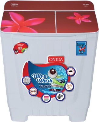 ONIDA 7.2 kg with Tri-Storm Technology and Designer Glass Lid Semi Automatic Top Load Red, White(S72GS)