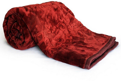 Oshano Solid Double Mink Blanket for  Heavy Winter(Polyester, Maroon)