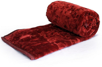 Oshano Solid Double Mink Blanket for  Mild Winter(Polyester, Maroon)