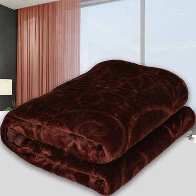 SPANGLE Solid Single AC Blanket (Polyester, Dark Brown)