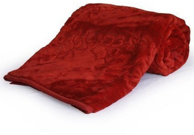 Oshano Solid Double Mink Blanket for  Mild Winter(Polyester, Maroon)