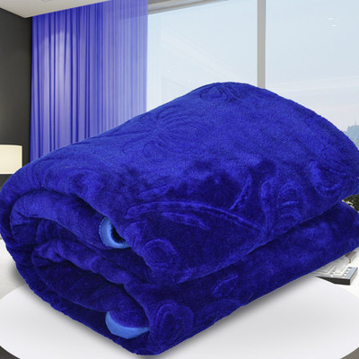 Flipkart SmartBuy Self Design Double Mink Blanket(Microfiber, Blue)
