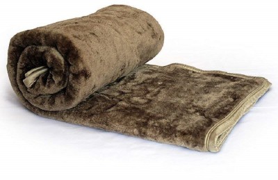 JustiFied Solid Double Mink Blanket for  Mild Winter(Polyester, Brown)