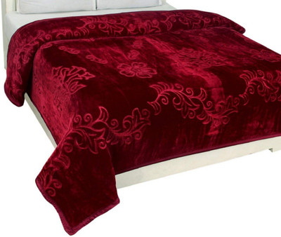SUNJES Solid Double Mink Blanket for  Mild Winter(Polyester, Maroon)
