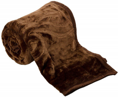 SIMAM Self Design Double Mink Blanket for  Mild Winter(Polyester, Brown)
