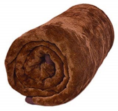 SUNJES Self Design Double Mink Blanket for  Mild Winter(Polyester, Brown)
