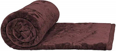 SIMAM Self Design Double Mink Blanket for  Mild Winter(Polyester, Brown)