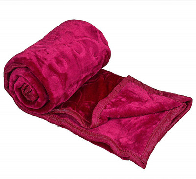 GKM Self Design Single Mink Blanket for  Heavy Winter(Polyester, Pink)
