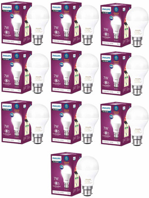 PHILIPS 7 W Basic Standard B22 LED Bulb(White, Pack of 10)