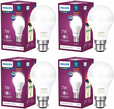 PHILIPS 7 W Basic Standard B22 LED Bulb(White, Pack of 4)