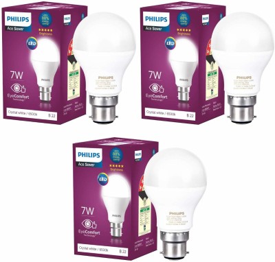 PHILIPS 7 W Basic Standard B22 LED Bulb(White, Pack of 3)