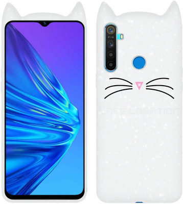 CASE CREATION Back Cover for Realme 5 Pro Cases 3D Cover Meau silicone(White, Shock Proof, Pack of: 1)