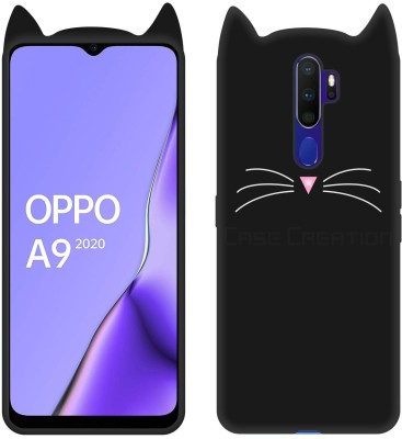 CASE CREATION Back Cover for Oppo A9 2020 (6.53 inch) Cat Designer Case Cover Girly Soft(Black, Shock Proof, Pack of: 1)